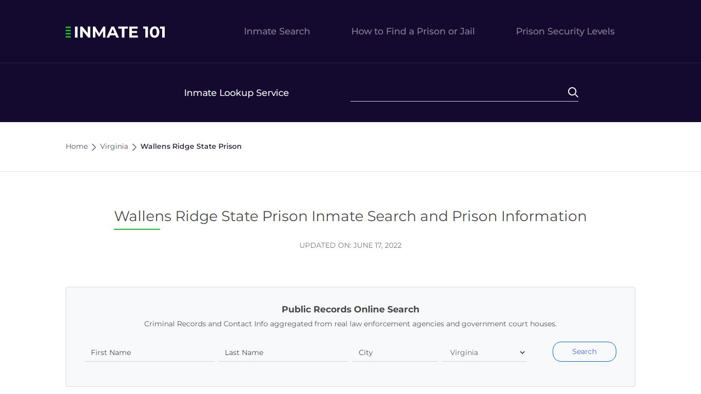 Wallens Ridge State Prison Inmate Search, Visitation, Phone no ...