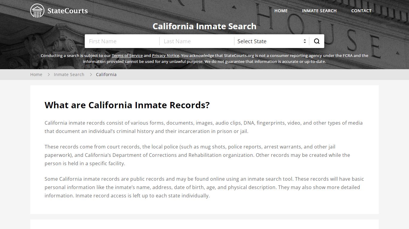 California Inmate Search, Prison and Jail Information - State Courts